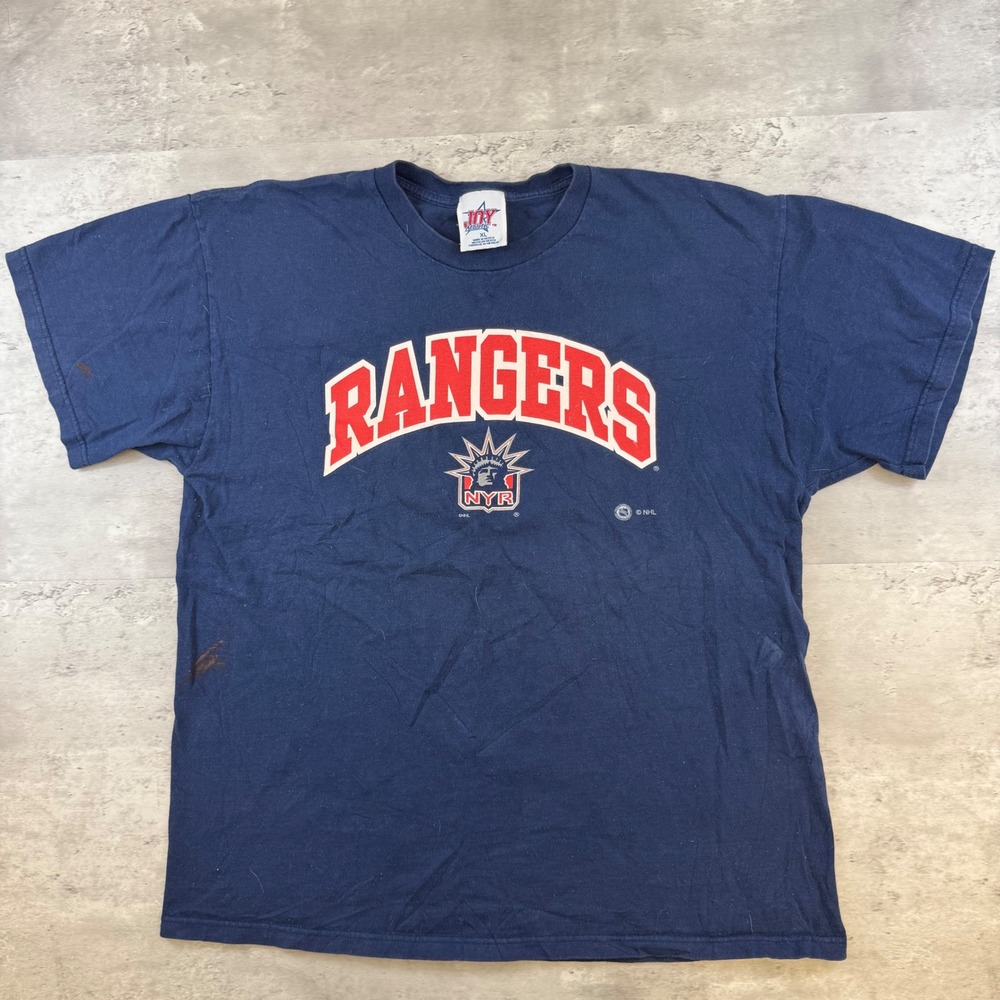 Vintage New York Rangers NHL T-Shirt Joy Athletic Navy Blue XL Statue of Liberty